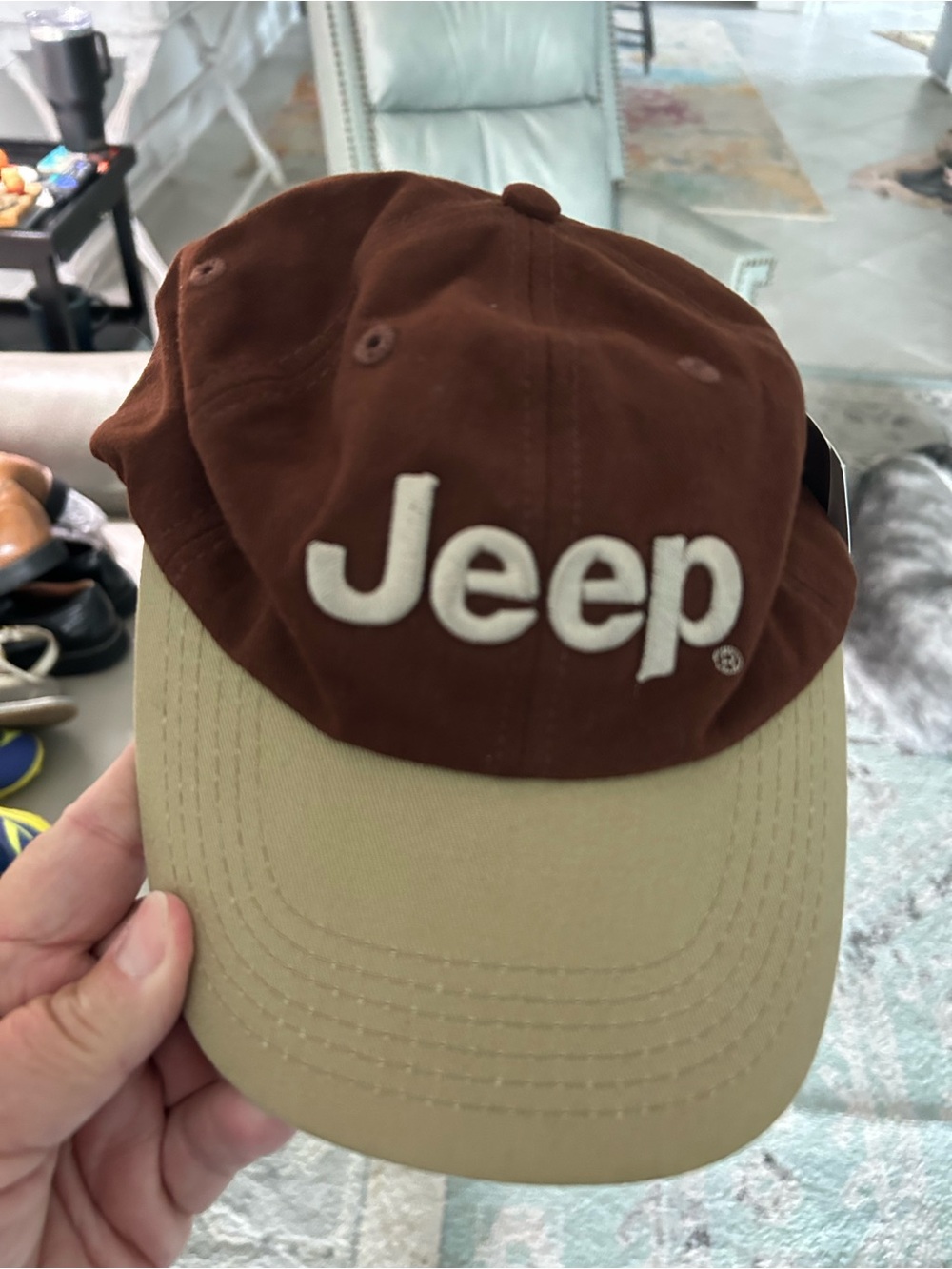 NWT Jeep Logo Two-Tone Brown & Khaki Baseball Cap